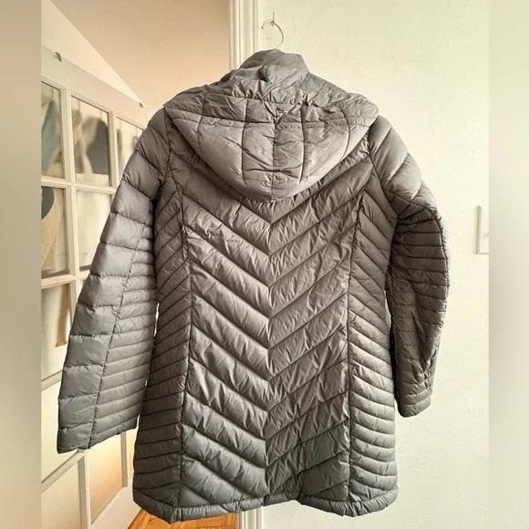 Michael Kors Light Gray Quilted Long Puffer Coat - Picture 1 of 5